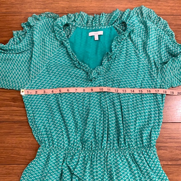 Joie Zaida Ruffle Silk Turquoise Green Pattern Top - Picture 8 of 13